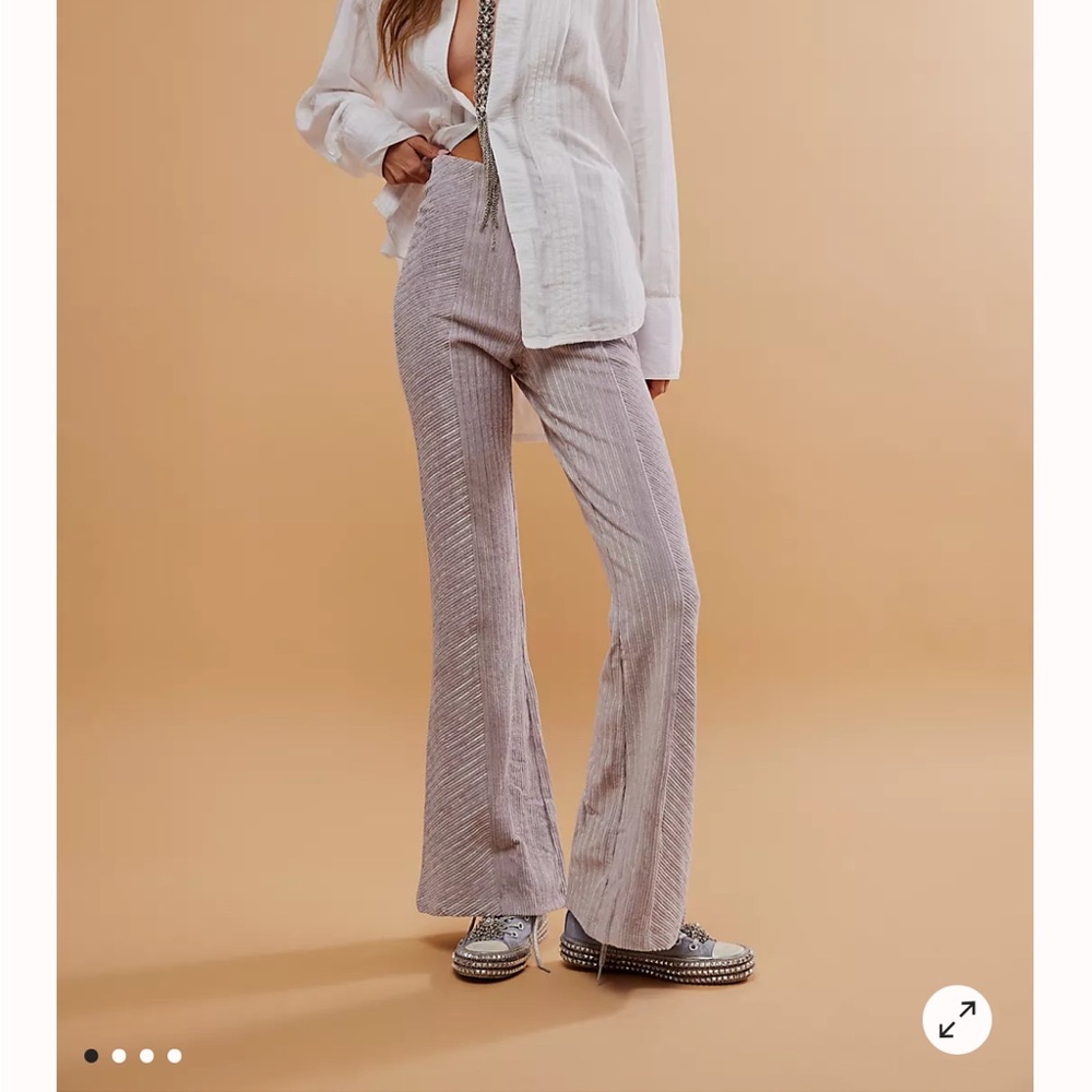 Free People Slim Pull-On Velvet Flare Pants